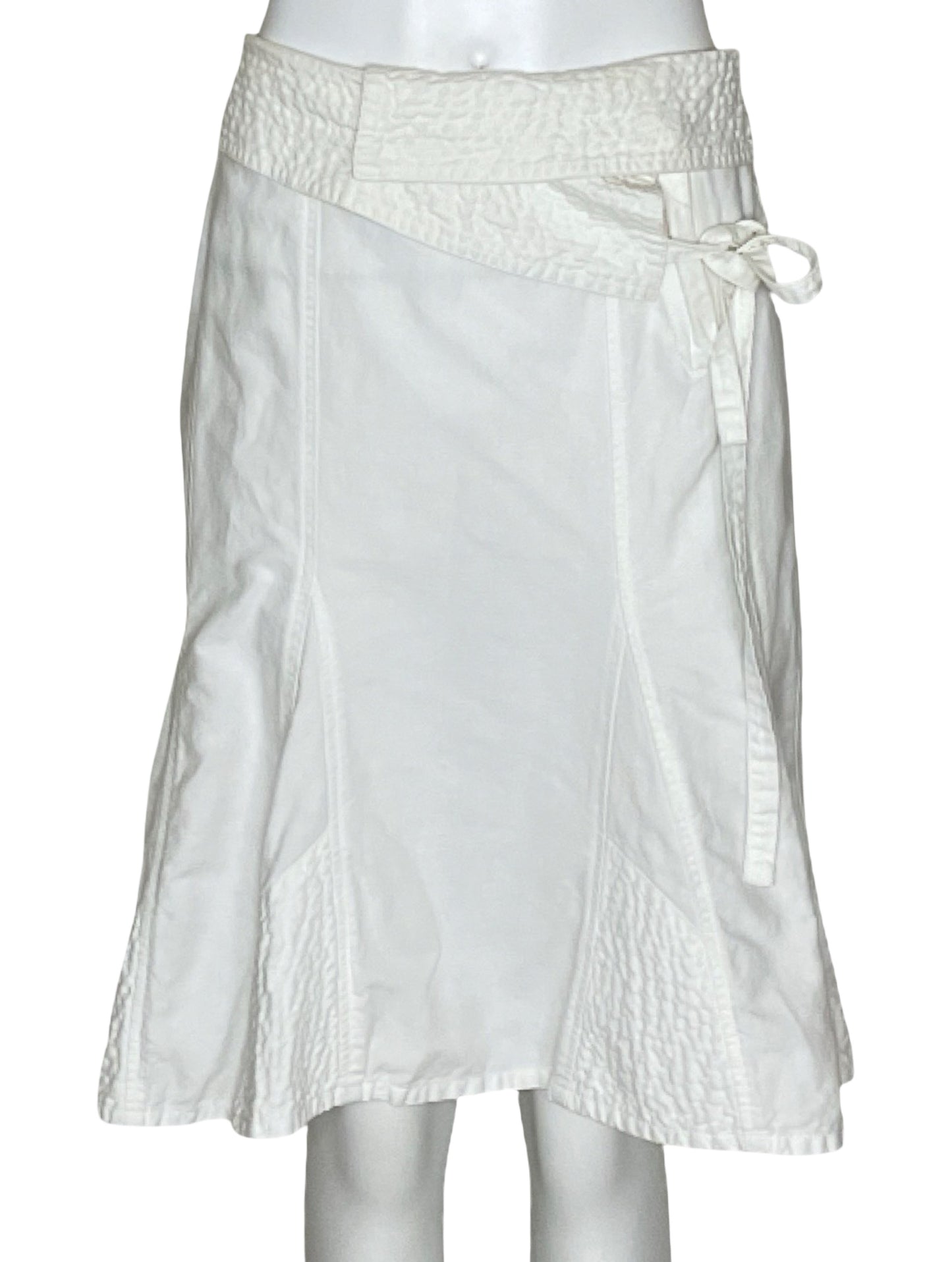 Falda Promod Vuelos Midi Blanco-Talla 8