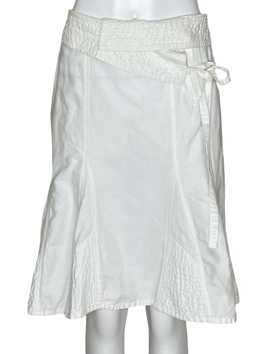 Falda Promod Vuelos Midi Blanco-Talla 8