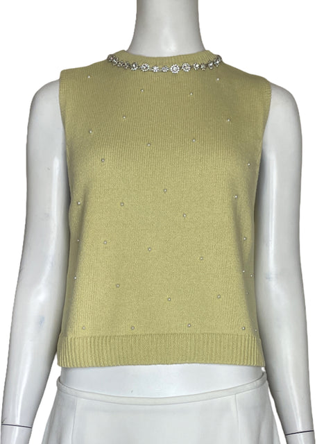 Blusa Zara Perlas Sin Mangas Beige - Talla M