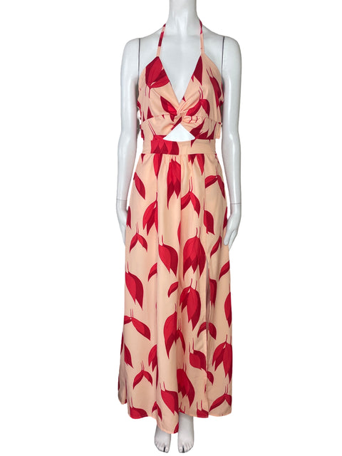 Vestido Boral Hojas Halter Rosado-Talla S