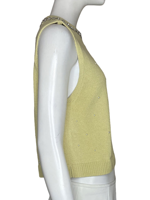 Blusa Zara Perlas Sin Mangas Beige - Talla M