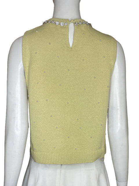 Blusa Zara Perlas Sin Mangas Beige - Talla M