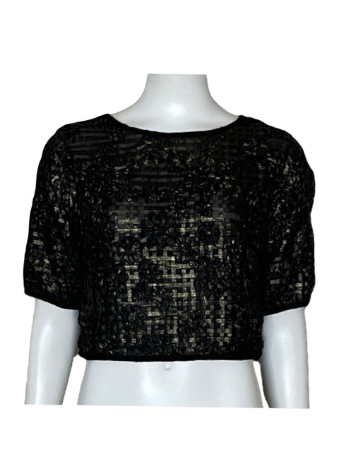 Blusa TOV Cinta Bordado Metalizado Dorado-Talla 40