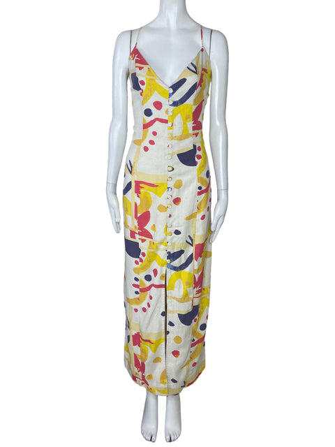 Vestido RW Botones Tiras Beige-Talla M