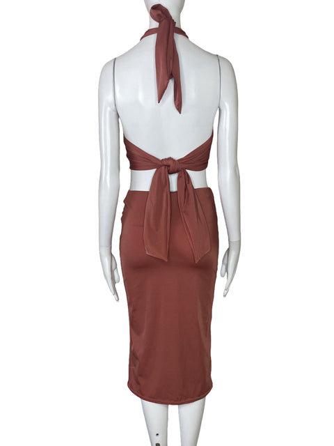 Set Perla Palma Top+Falda Naranja-Talla M