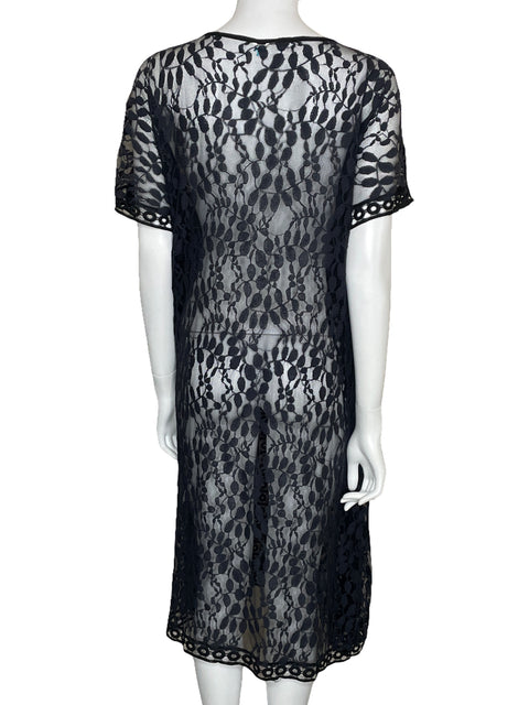 Salida De Baño OP Encaje Azul-Talla U