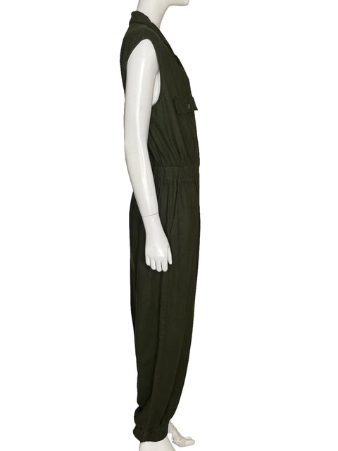 Mono Zara Lino Sin Mangas Verde - Talla L