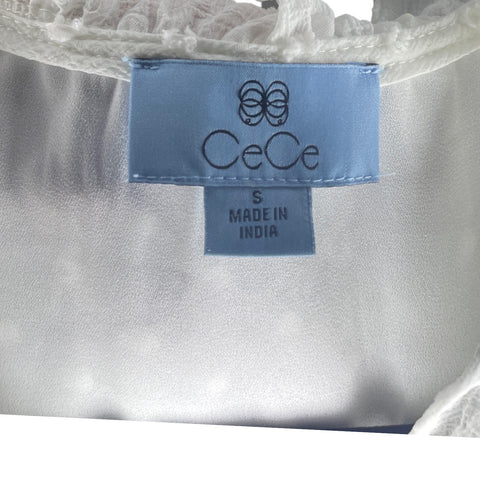 Blusa CeCe Ruchas Cuello V Blanco-Talla S