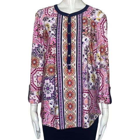 Blusa Nygard Cuello Botones Rosado-Talla S