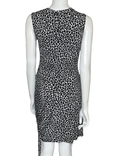 Vestido Michael Kors Animal Print Drapeado Blanco-Talla M