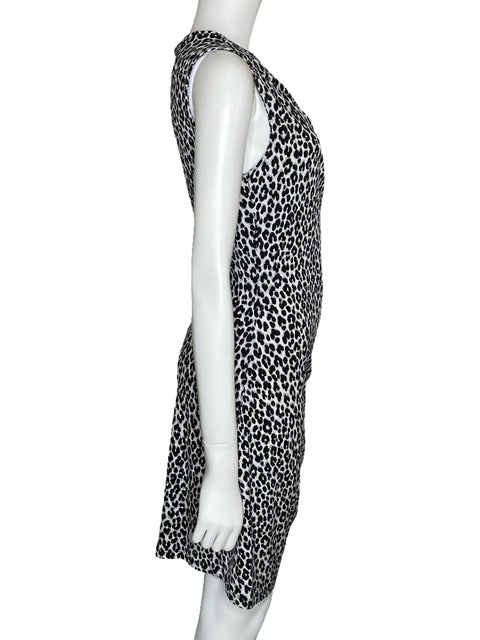 Vestido Michael Kors Animal Print Drapeado Blanco-Talla M