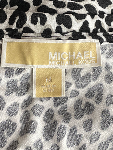 Vestido Michael Kors Animal Print Drapeado Blanco-Talla M