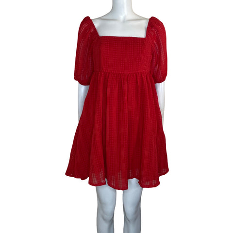Vestido TCEC Escote Recto Rojo-Talla M