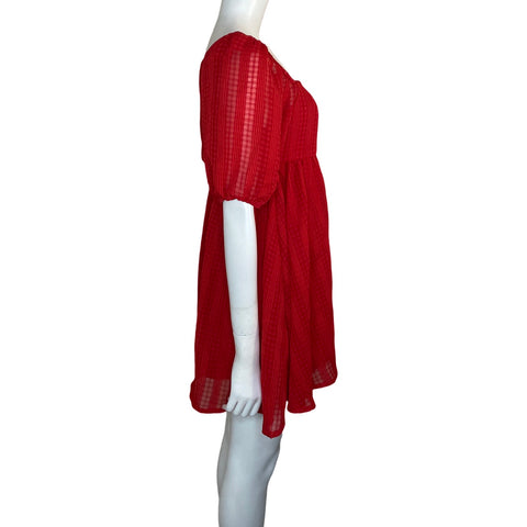 Vestido TCEC Escote Recto Rojo-Talla M