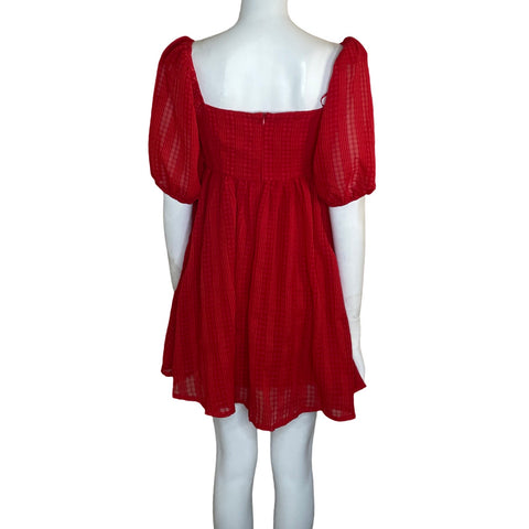 Vestido TCEC Escote Recto Rojo-Talla M