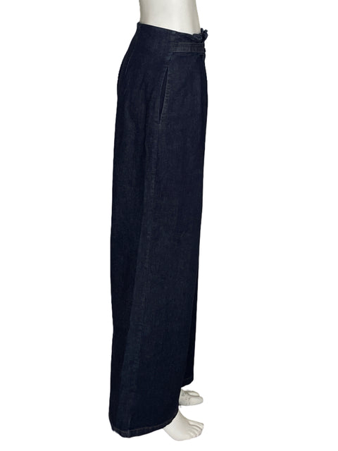 Pantalón Zara Wide Leg Botones Azul - Talla L