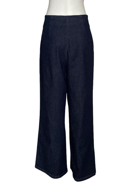 Pantalón Zara Wide Leg Botones Azul - Talla L