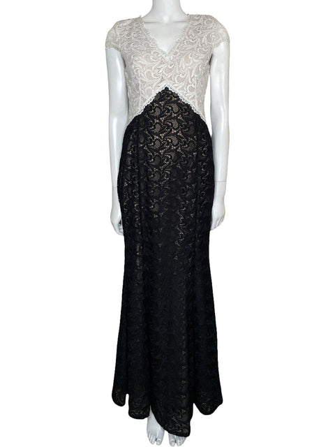 Vestido Calvin Klein Encaje Bicolor Negro-Talla 4
