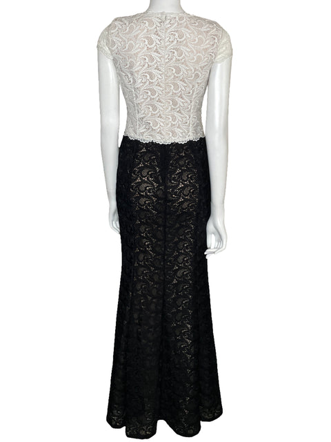 Vestido Calvin Klein Encaje Bicolor Negro-Talla 4