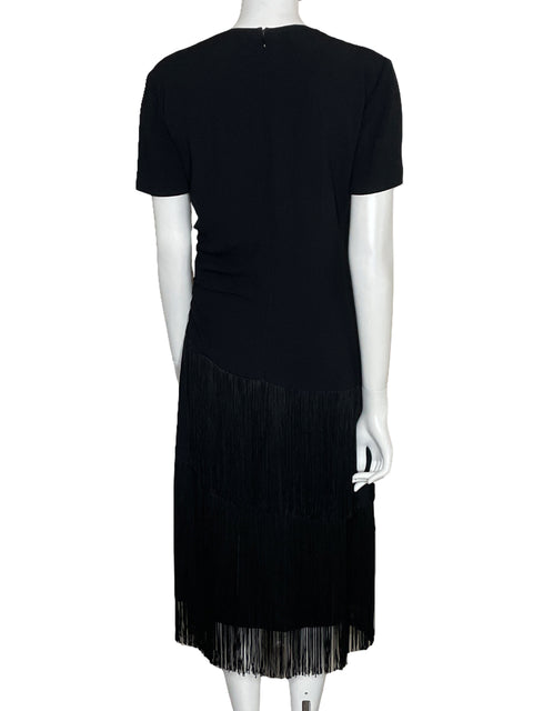 Vestido Ralph Lauren Midi Flecos Negro-Talla 12