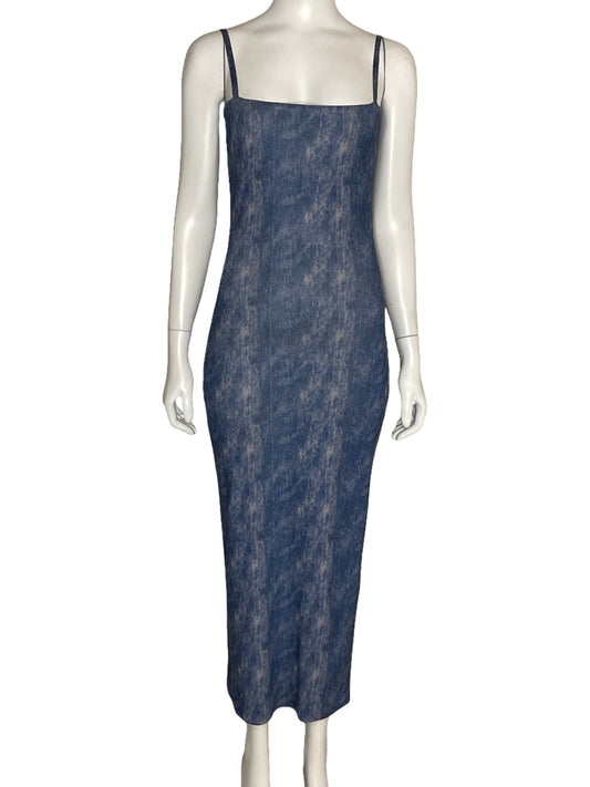 Vestido Zara Maxi Recto Azul-Talla M