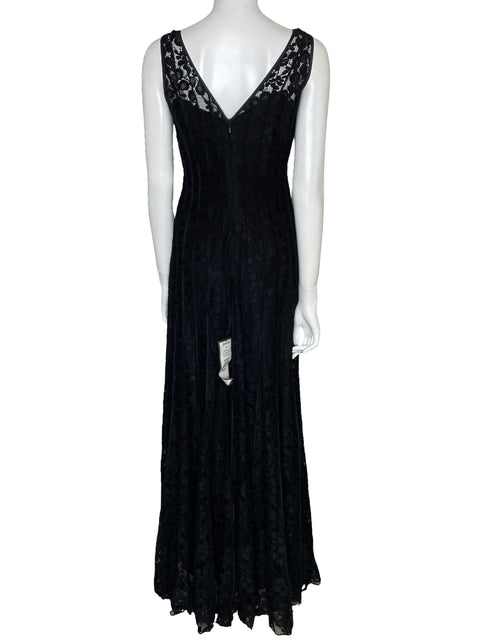 Vestido Calvin Klein Maxi Encaje Negro-Talla 6
