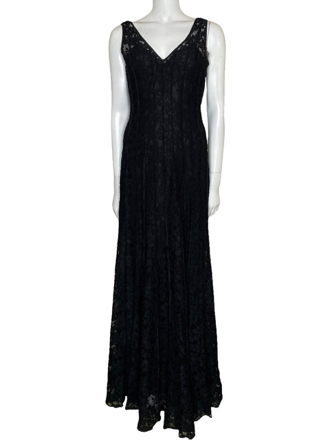 Vestido Calvin Klein Maxi Encaje Negro-Talla 6