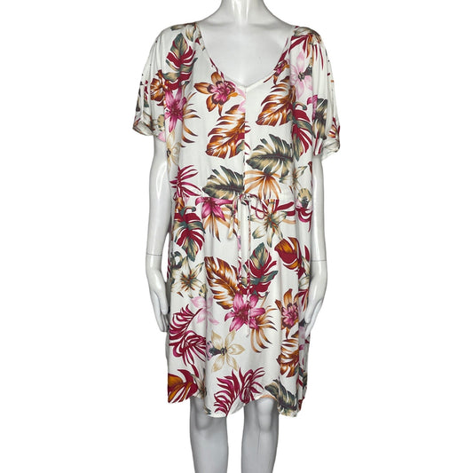 Vestido Tesoro TPS Hoja Flores Blanco-Talla L