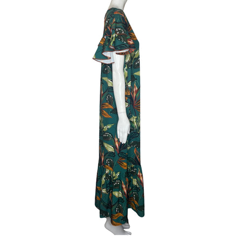 Vestido Pitahaya Mangas Vuelos Verde-Talla XXL