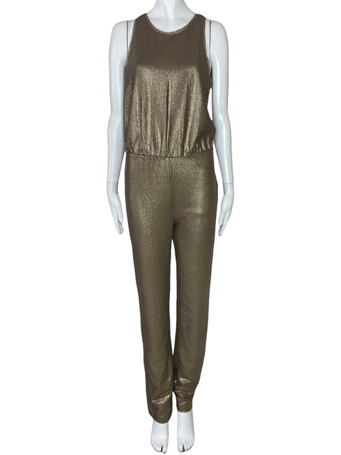 Mono BCBG Lentejuelas Sin Mangas Dorado-Talla S