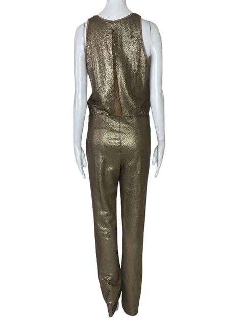 Mono BCBG Lentejuelas Sin Mangas Dorado-Talla S