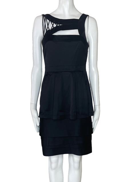 Vestido BCBG Cuerdas Midi Negro-Talla 4