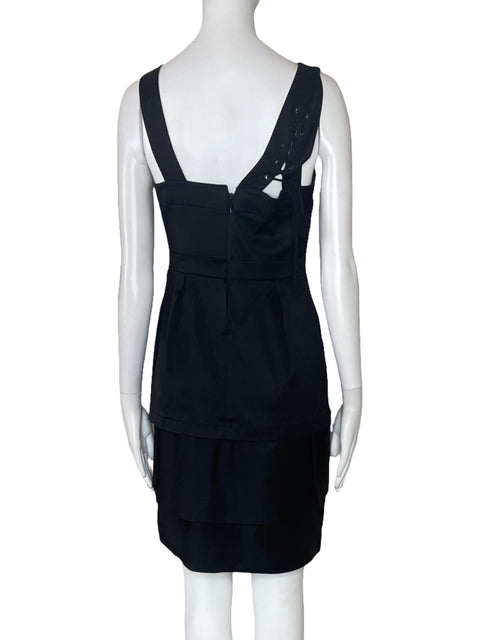 Vestido BCBG Cuerdas Midi Negro-Talla 4