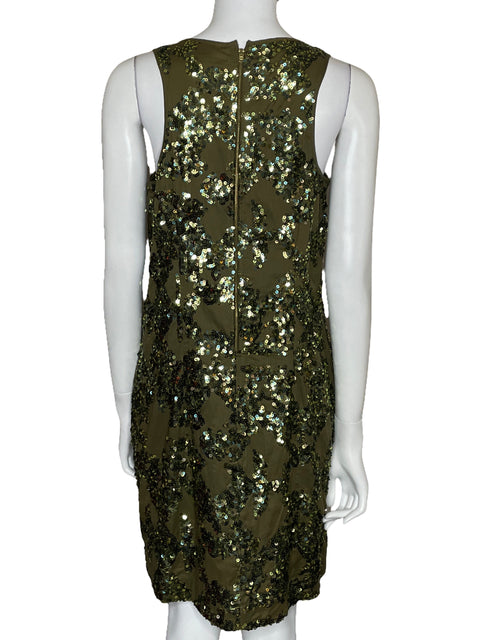 Vestido J. Crew Mini Lentejuelas Verde-Talla 10