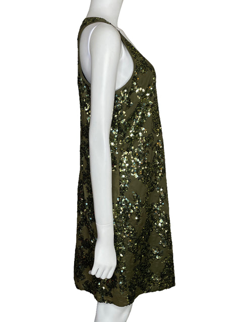 Vestido J. Crew Mini Lentejuelas Verde-Talla 10