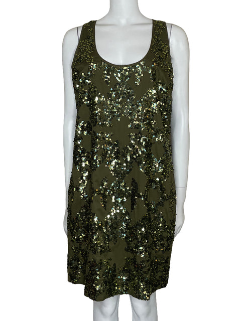 Vestido J. Crew Mini Lentejuelas Verde-Talla 10