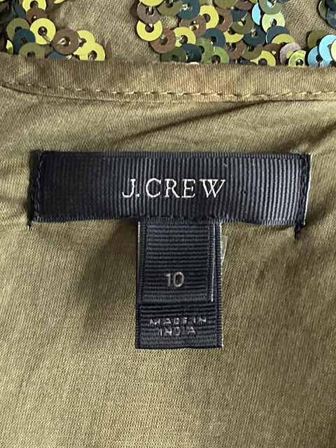 Vestido J. Crew Mini Lentejuelas Verde-Talla 10