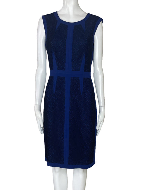 Vestido BCBG Encaje Recto Azul-Talla 4
