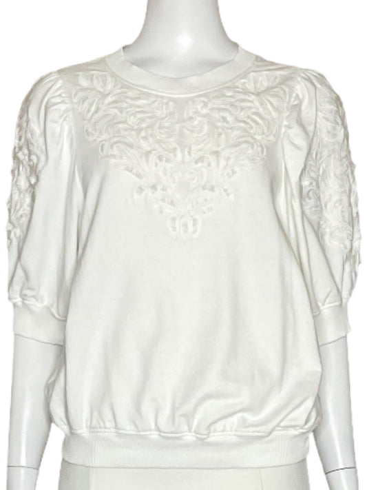 Blusa Anthropologie Bordadado Blanco-Talla S