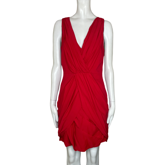 Vestido CYNTHIA STEFFE Plisado Sin Mangas Rojo - Talla 6