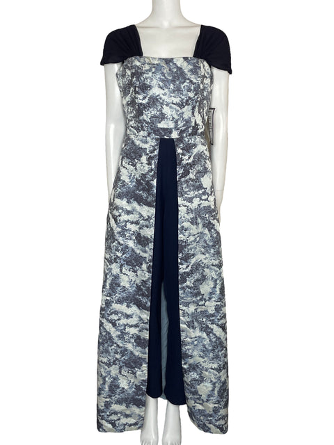 Mono Kay Unger Thru Jumpsuit Azul-Talla 12