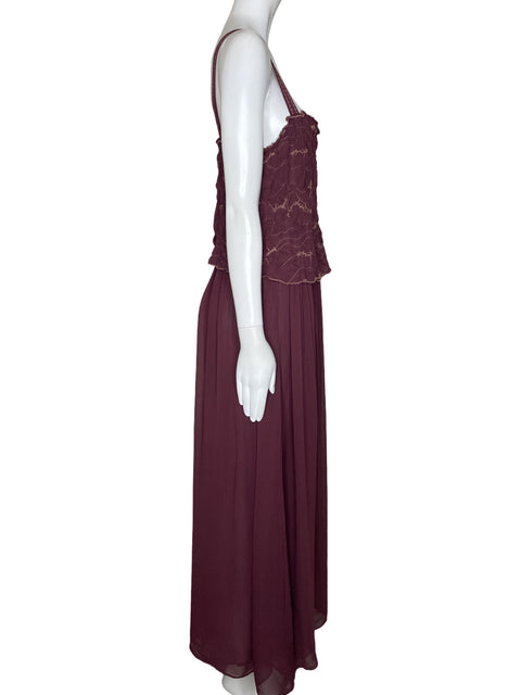 Vestido Zara Flores Maxi Rojo Vino - Talla M