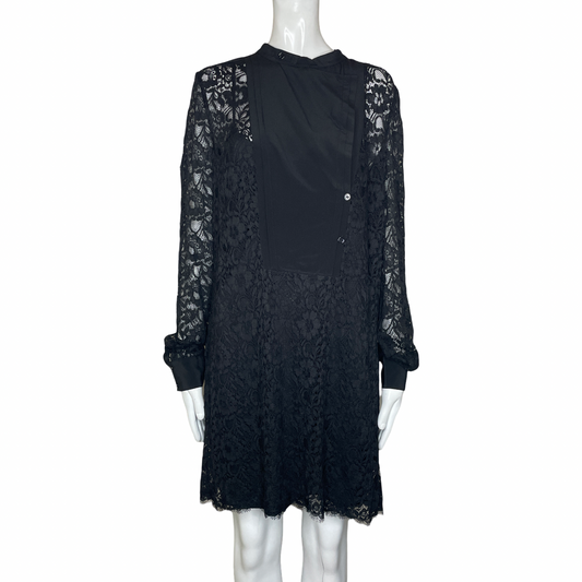 Vestido BCBGMAXAZRIA Encaje Botones Negro - Talla S