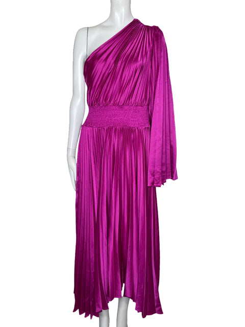 Vestido Luxxel Plisado Fucsia -Talla L