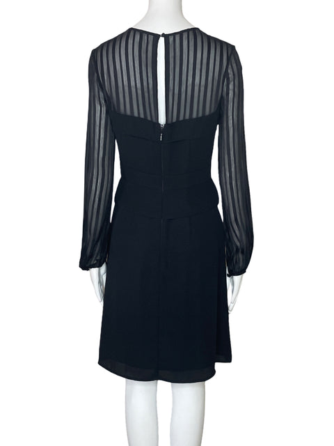 Vestido BCBG Pliegues Mangas Negro-Talla 4