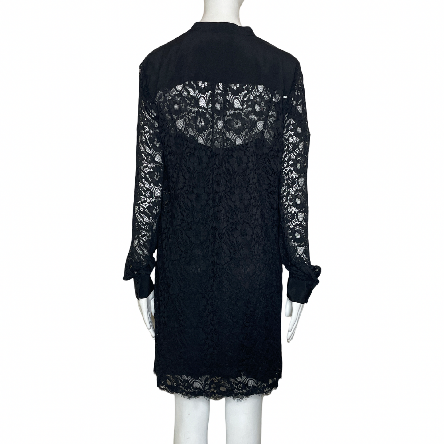 Vestido BCBGMAXAZRIA Encaje Botones Negro - Talla S