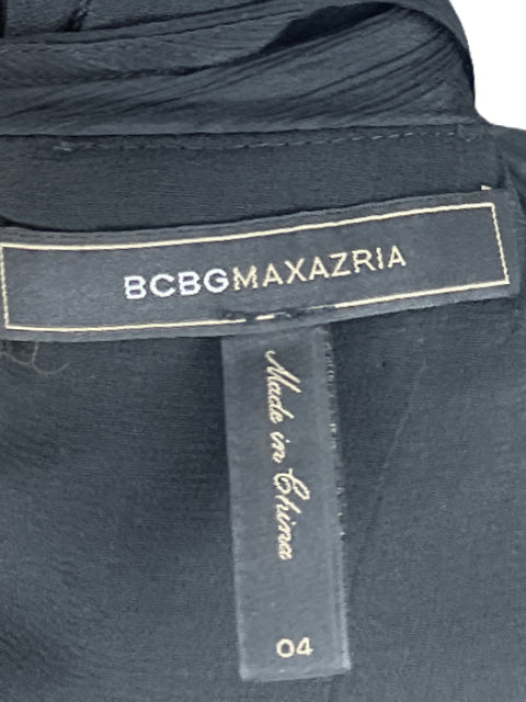 Vestido BCBG Pliegues Mangas Negro-Talla 4