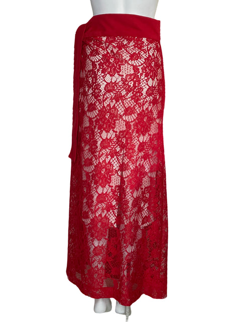 Falda Tesoro TPS Sobrepuesta Encaje Rojo-Talla U