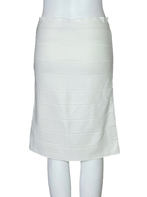 Falda BCBG Fruncido Midi Blanco-Talla L