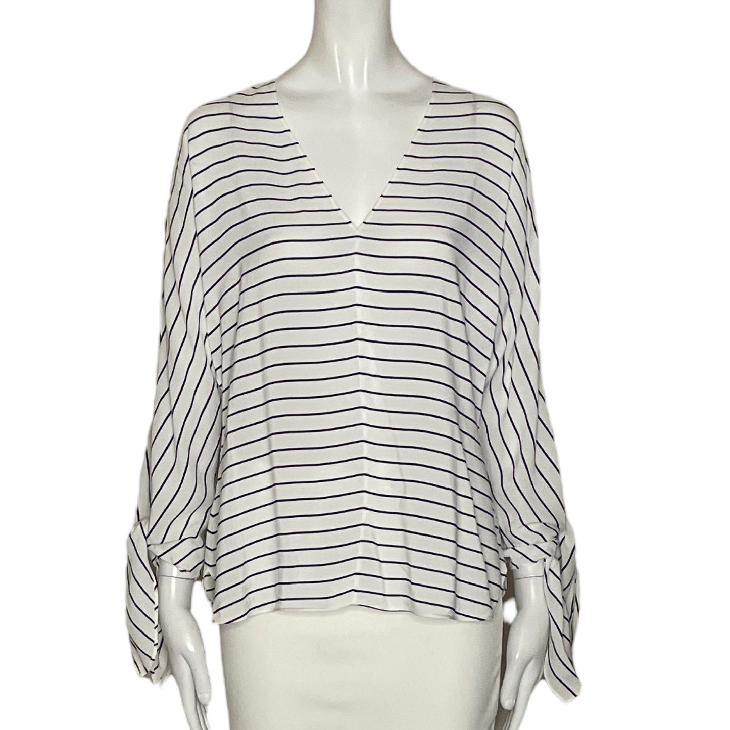 Blusa Massimo Dutti Fluida Lineas Blanco-Talla 2